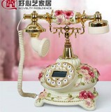 仿古电话机 复古工艺好心艺三色堇 田园电话机 欧式立体浮雕花朵