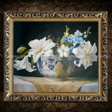 大芬欧式手绘别墅客厅房间玄关餐厅装饰油画有框油画古典花卉