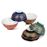 中式复古陶瓷碗 五彩碗家用餐具釉上彩小米饭碗饭碗汤碗5个装礼品