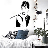 个性艺术墙贴纸美女奥黛丽赫本玄关卧室温馨墙面墙壁装饰贴画自粘