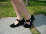特价女鞋 老北京布鞋 高跟低帮系带黑色经典女士单鞋 坡跟工作鞋