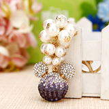 韩国创意礼品水钻可爱珍珠米奇头汽车钥匙扣女包挂件钥匙链圈饰品