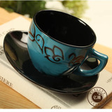 新款创意欧式咖啡杯陶瓷杯星巴克杯咖啡杯情侣杯复古杯浮雕杯碟