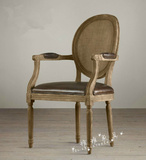 法国出口外贸原单 法式复古风格实木家具 美式圆背实木扶手椅现货