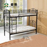 HD628双层铁艺床 儿童上下床 公寓床 钢管床90x190cm 黑色铁床