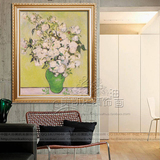 梵高 白玫瑰 纯手绘油画 客厅卧室餐厅装饰画 现代欧式花卉印象