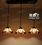 蒂凡尼三头吊灯欧式新古典四方现代中式3联灯具北欧餐厅长吧台灯
