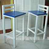 地中海吧凳田园餐椅吧台凳爱琴海酒吧椅椅子蓝色白色美式乡村凳子