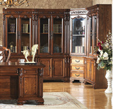 欧式家具 两门书柜仿古实木组合转角书柜欧式书房陈列柜 美式书柜