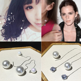 日韩国韩版925银流苏锆石链条珍珠长款耳线耳环女气质耳钉配饰品