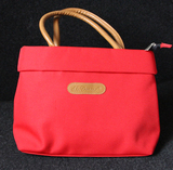 一件包邮红色帆布手提袋布袋拎包纯色拎袋化妆袋手袋瑕疵处理