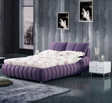 南瓜公主布艺床靠背软床可拆洗紫色创意女孩榻榻米1.5米1.米8矮床