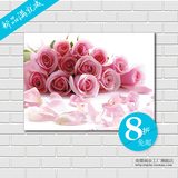 粉红玫瑰花 客厅卧室玄关无框画装饰画 单幅配电箱壁画 AQ67
