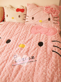 专柜 玫瑰绒动漫周边HELLO 凯蒂猫猫精品床单 床罩 单人床套床垫