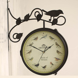 N668欧式挂钟双面两面钟表美式乡村田园地中海客厅咖啡厅装饰时钟