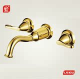 勒古卫浴 新款欧式仿古金色豪华入墙式面盆冷热水龙头LG-2343-1