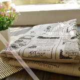 报纸印花麻布可爱剪刀卡通可爱抱枕桌布沙发罩麻布料任意3米包邮