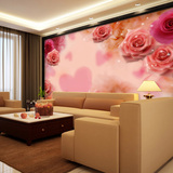名宫大型壁画客厅电视沙发玄关卧室背景墙纸壁纸壁布玫红色玫瑰花