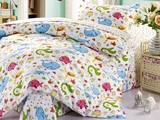 卡通鱼宝宝床品面料 1.6米宽斜纹纯棉布 定做床单被罩枕套布料