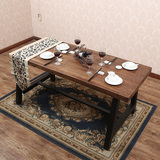 简约北欧复古实木铁艺餐桌桌椅组合饭桌咖啡厅酒吧桌办公桌长方形