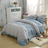 外贸出口原单床品韩国床盖纯棉斜纹绗缝被四件套欧式床罩被套床单
