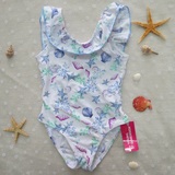 女童连体三角泳衣 可爱海螺款锦纶面料 新款显白儿童游泳衣
