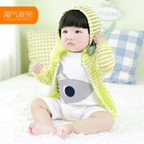 婴儿衣服夏季防晒衣 0-1岁男女宝宝韩版带帽上衣透气超薄外套36月
