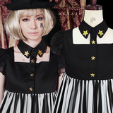 ◆日本原单 KERA原宿刺绣星星假领lolita马戏团条纹雪纺连衣裙◆