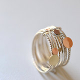 法国设计师Berenice 纯银14k黄金玫瑰金夸张宽叠加戒指 9个晴天