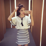 新款韩版半身裙套装女夏民族风A字包臀裙时尚休闲两件套连衣裙潮