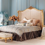 欧式新古典金箔床金色实木床卧室实木雕花床软包双人床布艺床定制