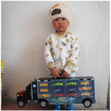 大货车玩具 大号货柜运输车卡车 模型合金汽车收纳箱儿童男孩玩具