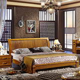 特价床卧室家具白蜡木实木床1.51.8米双人床乌金色床简约中式家具