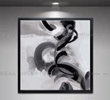 简约现代黑白抽象油画家居宾馆客厅卧室走廊书房办公室背景墙挂画
