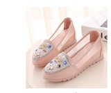 2016新款包邮女士方口鞋内增高女鞋单鞋平底白色粉色蓝色坡跟休闲