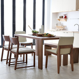 北欧日式实木餐桌 现代简约原木可伸缩小户型长方形6人饭桌椅组合