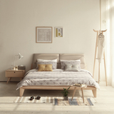 西亚菲全实木双人床1.5米进口真皮床1.8米日式实木床卧室北欧家具