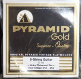 德国进口 Pyramid Gold Chrome 平卷爵士吉他琴弦 Hex core 13-56