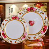 58头金色玫瑰餐具套装结婚送礼家用景德镇陶瓷器高档骨瓷金边餐具
