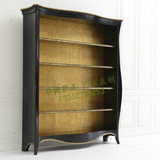 欧式新古典实木黑色描金书架客厅展示架装饰柜欧美式后现代书柜