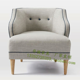 简约现代小户型棉麻布艺单人沙发休闲椅可定制双人沙发2人位现货
