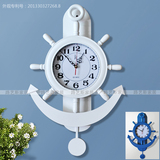 静音卧室钟创意地中海钟挂钟时尚白色艺术钟表客厅摆钟壁钟简约钟