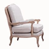 欧式单人沙发 橡木沙发休闲椅卧室椅 休闲藤编椅 美式贵妃懒人椅