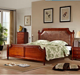 美式乡村 全实木床 双人床 1.8米1.5米婚床地中海田园简美软包床