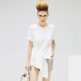 COCOBELLA 2016夏装新款欧美范白色不规则下摆短袖T恤女潮TE282