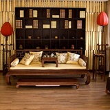 仿古实木罗汉床中式榆木山水沙发床万字格子三件套床榻古典仿古床
