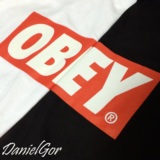 现货 Obey Box Logo T恤 短袖 经典 红标 字母 热狗 全棉 黑白