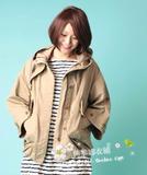 2014S家韩版秋冬新款日单nano 休闲带帽七分袖风衣夹克外套