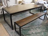 美式复古铁艺实木餐桌做旧咖啡厅桌椅组合长方形办公桌家具电脑桌