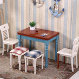 地中海实木美式乡村折叠餐桌椅可伸缩餐桌组合英伦风格小户型餐桌